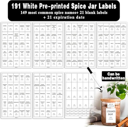 GPOVVIMX 12 Pcs Glass Spice Jars with Bamboo Airtight Lids and 191 Labels - 8.5oz Small Food Storage Containers for Kitchen, Seasoning, Coffee, Herb - Spoon and Marker Included - Image 3
