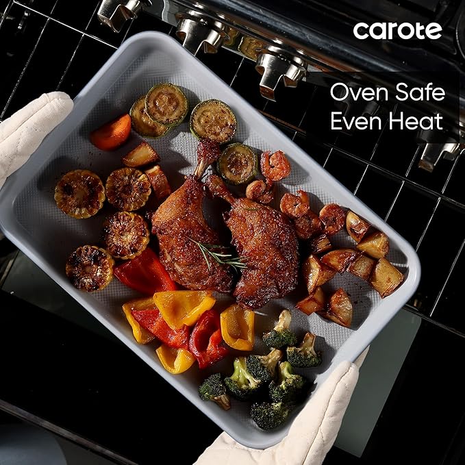 CAROTE 3-Piece Baking Pan Set - Bakeware Set, Baking Sheet Set Including 13 Inch 15 Inch 17 Inch Sheet Pan, Cookie Sheet for Baking, Royal Violet, Blue & Grey - Image 6