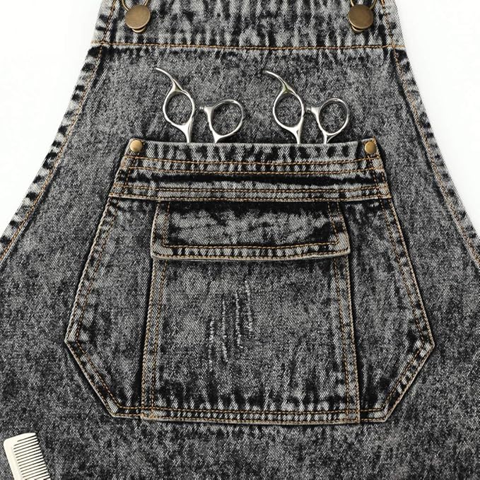 Jeanerlor - Cotton Denim Shop Black Tool Aprons with Pockets for Men - Jean Work Aprons for Men Cross Straps & Adjustable L to XXL - Image 7
