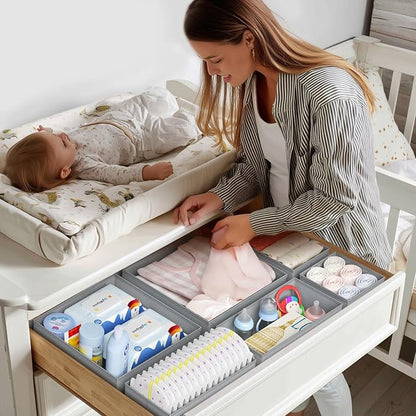 DIMJ Drawer Organizer Clothes Storage - 20 Pack Baby Dresser Organizer for Nursery, Foldable Closet Drawer Organizer Bins for Bedroom Organization, Fabric Storage Dividers for Socks, Underwears, Bras - Image 3