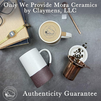 Mora Ceramics Tea Cup with Loose Leaf Infuser, Spoon and Lid, 12 oz, Microwave and Dishwasher Safe Coffee Mug - Rustic Matte Ceramic Glaze, Modern Herbal Tea Strainer - Great Gift for Women, Garnet - Image 8