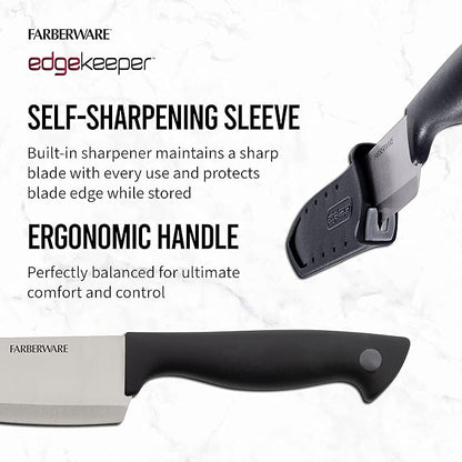 Farberware Edgekeeper 6-Inch Chef Knife with Self-Sharpening Blade Cover, High Carbon-Stainless Steel Kitchen Knife with Ergonomic Handle, Razor-Sharp Knife, Black - Image 4