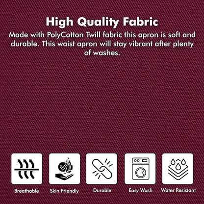 Dreamology Waitress Apron,Aprons for Women With Pockets,Server Aprons with 3 pockets,Waiter Apron For Men and Women,Gardening and Waist Apron,Server Aprons Women - Maroon Waist Apron (3 Pack)