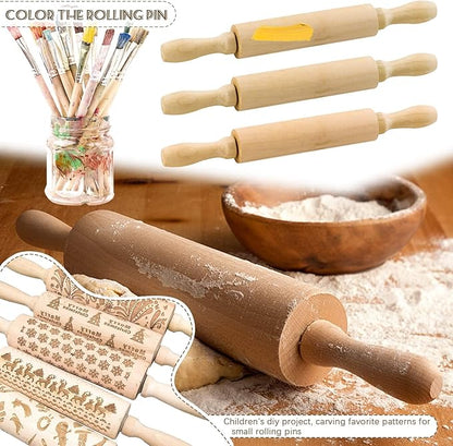 BILLIOTEAM 6 Pack 8 Inch Mini Wood Rolling Pin,Great for Children Kids Girls and Boys,Small Wooden Rollers for Art and Crafting,Baking,Cookie Dough,Cooking,Clay,Play Doh - Image 6