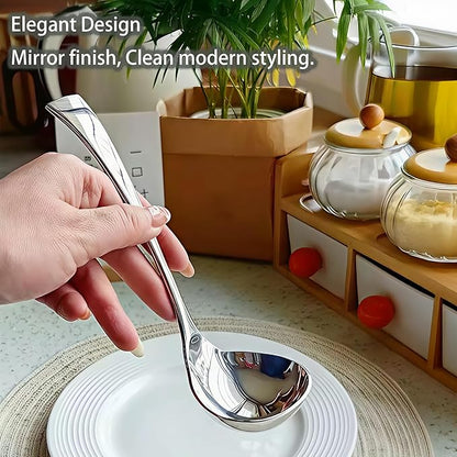Comicfs 2 Pack Gravy Ladle, 18/10 Stainless Steel Soup Ladle, Small Soup Spoon, Sauce Ladles, Small Serving Ladles for Stirring, Mirror finished Soup Spoon and Dishwasher Safe, 8-Inch