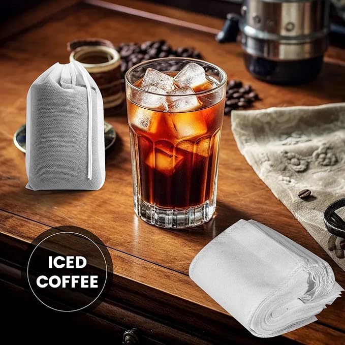 Cold Brew Bags, 120 Count Brew Coffee Filter Bags, 4 * 6 Inch Fine Mesh Drawstring Pouches, Fits Mason Jars & French Press, Ideal for Tea, Herbs & Spices - Image 7