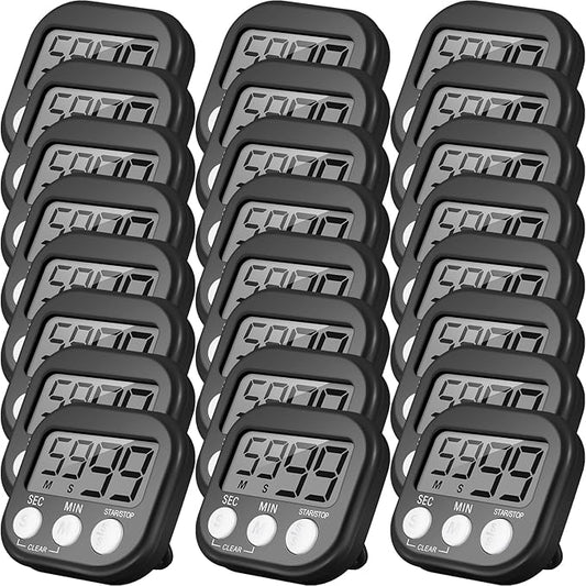 Leumoi 24 Pcs Digital Kitchen Timers Bulk Small Magnetic Timer On/Off Switch Minute Second Count up Countdown Loud Alarm for Classroom Cooking Baking(Black) by Leumoi