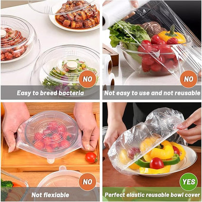 90Pcs Reusable Elastic Food Bowl Storage Covers, Sublaga Bowl Covers, Variety of 5 Translucent Stretchable Sizes and Colorful Dish Plate Covers, Alternative to foil, Plastic Wrap,BPA Free - Image 5