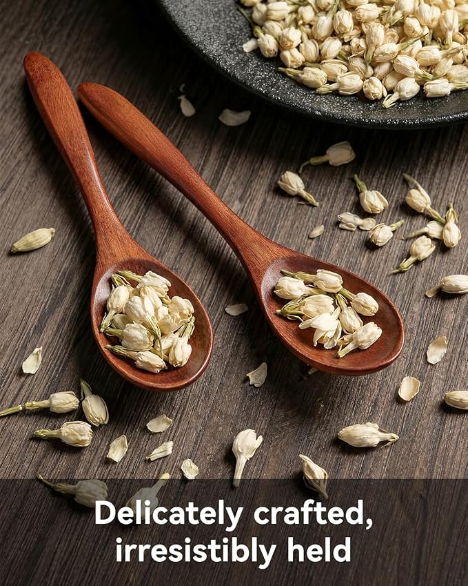 8Pcs Small Wooden Spoons for Eating, Wood Honey Spoon for Tea, Coffee&Soup, Little Tiny Wooden Serving Spoons Set for Cooking Mixing Stirring, 4 Sizes(9.3’’, 7.9’’, 7.1’’, 5.5’’) - Image 3
