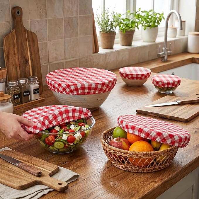 Reusable Bowl Covers, 5 Size Stretch Cloth Bowl Covers for Bread Proofing, cloth Fabric bowl Cover for Food Fruits Leftover (S)