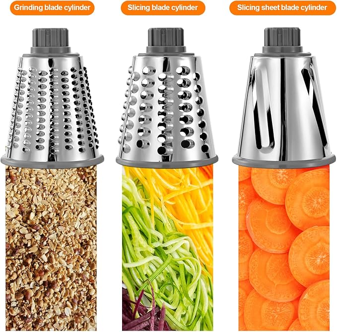 Rotary Cheese Grater Hand Crank with Suction Base, 3-in-1 Cheese Shredder for Cheese, Vegetables & Nuts, Easy to Clean (black) - Image 3