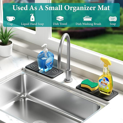 Water Absorbing Stone Tray, Quick Drying Diatomite Bathroom Tray Countertop, Stone Drying Mat for Kitchen Counter, Soap Dish Dispenser Vanity Organizer, Dark Grey-A-8.3" x 4" - Image 6