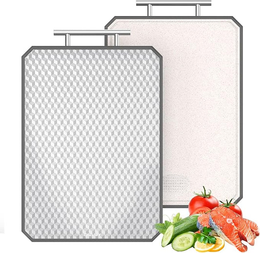 Cutting Board for Kitchen, Non Toxic Titanium Cutting Board, Double-Sided Metal Chopping Board with Juice Groove, Cutting Boards for Meat, Vegetables and Fruits, Dishwasher Safe Large 16”×11” by GreatMirrorTalksItself