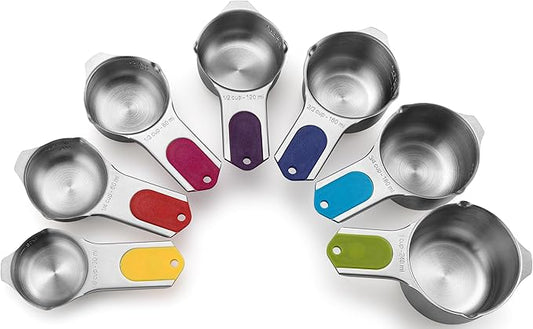 Spring Chef Magnetic Stainless Steel Measuring Cups, Patented, Kitchen Tools with Easy to Read Markings for Measuring Dry or Liquid Ingredients, Set of 7, Multicolor by SpringChef