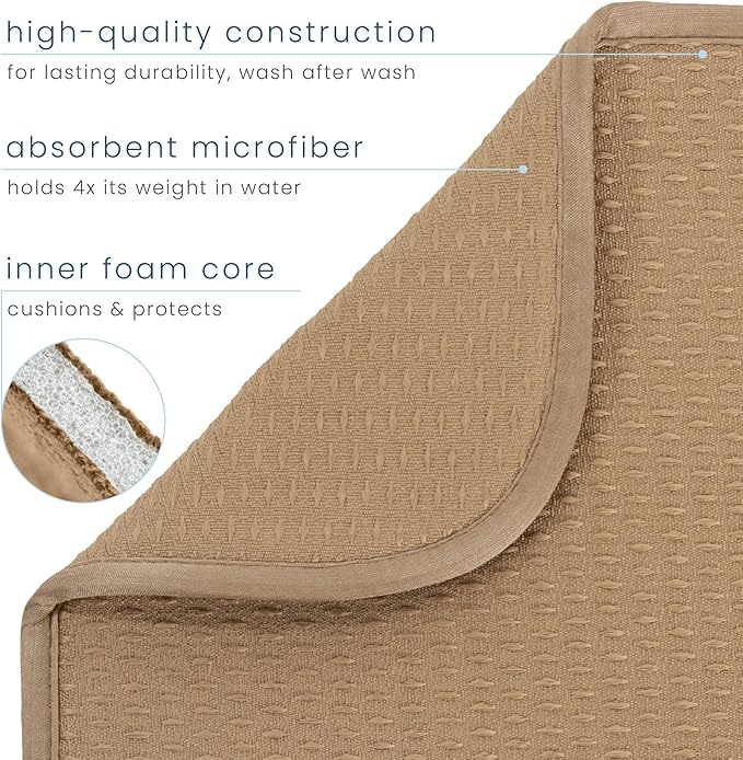 S&T INC. Dish Drying Mat XL, 18” x 24”, Absorbent Microfiber Kitchen Counter Mat, Drying Pad for Dishes, Utensils, Pots and Pans, Extra Large, Diamond Texture, Almond - Image 4