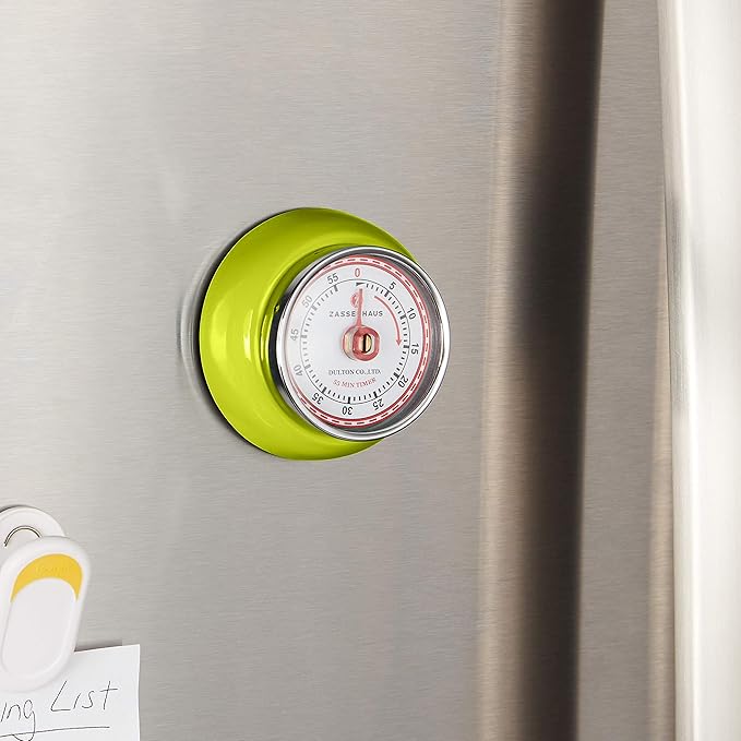 Zassenhaus Magnetic Retro Kitchen Timer, Classic Mechanical Cooking Timer (Kiwi Green) - Image 4