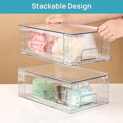 Vtopmart 8 Pack Stackable Storage Drawers,Clear Acrylic Drawer Organizers with Handles, Easily Assemble Containers for Fridge, Bathroom,Kitchen Undersink,Cabinet,Pantry Organization and Storage - Image 7