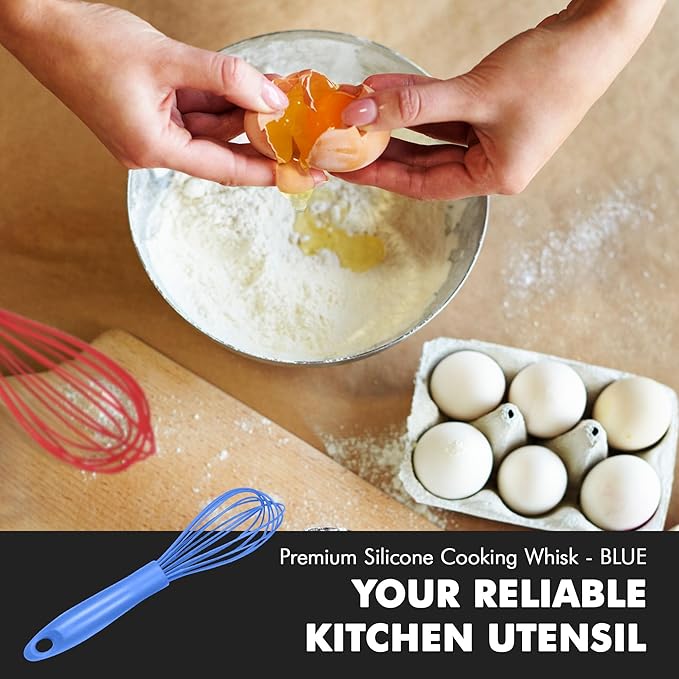 Chef Craft Premium Silicone Wire Cooking Whisk, 10.5 inch, Blue - Image 5
