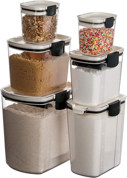 Progressive ProKeeper Baker's Airtight Kitchen Storage Canister Container Set for Flour, Sugar & More, Keeps Ingredients Fresh, with Accessories (Black Latches, 6- Piece) - Image 4