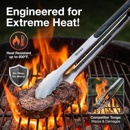 Kona Premium Stainless-Steel Locking Grill Tongs 18 inch, Sturdy, Heavy Duty Tongs - Great for Cooking, Grilling, and Barbecue (BBQ) - Image 3