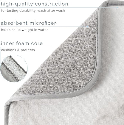 S&T INC. Dish Drying Mat XL, 18” x 24”, Absorbent Microfiber Kitchen Counter Mat, Dish Drying Pad for Dishes, Utensils, Pots and Pans, Extra Large, Grey Stone - Image 3
