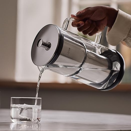 Aarke Purifier - Premium Glass and Stainless Steel Water Filter Pitcher, Refillable Filter System and Granules, 2.4L Pitcher with 1.18L Filtration Capacity - Image 3