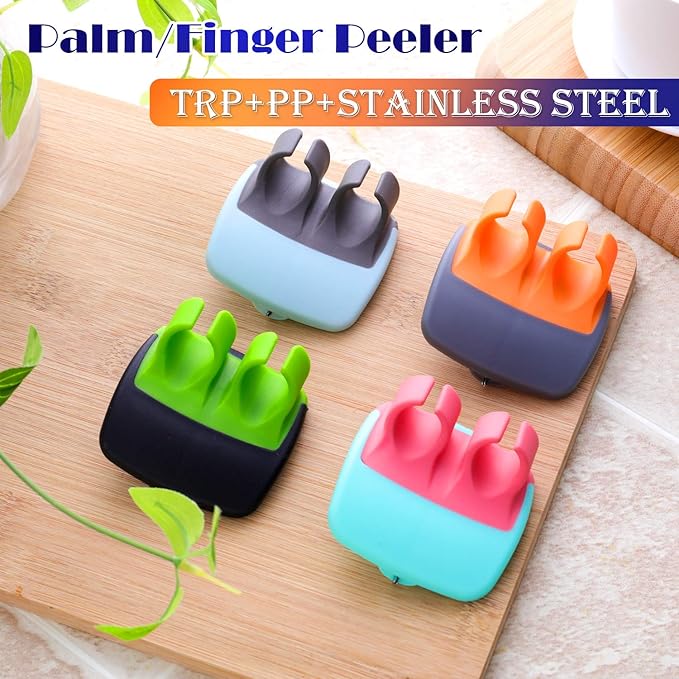 Mudder 4 Pieces Finger Vegetable Palm Peeler Kitchen Fruit Potato Peeler with Comfortable Rubber Finger Grip For Pumpkin Carrot Cucumber Potato - Image 4