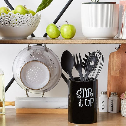DII Kitchen Accessories Retro Collection, Ceramics, Utensil Holder, Black - Image 2