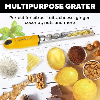 Stainless Steel Cheese and Citrus Zester Grater w/Extra Sharp Blade - Perfect for Lemons, Parmesan, Garlic, Chocolate - Spice Up any Kitchen Dish in Seconds with Your Premium Hand Held Shredder - Image 5
