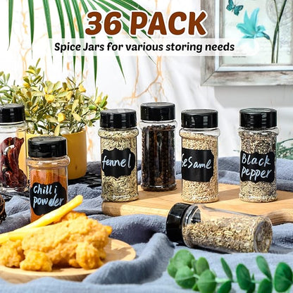 Eccliy 36 Pack 3 oz Clear Plastic Spice Jars with Label and Shaker Lids Empty Spice Bottles Seasoning Containers Seasoning Jars Shaker Condiment Pots for Pepper Herbs Powders(Black) - Image 5