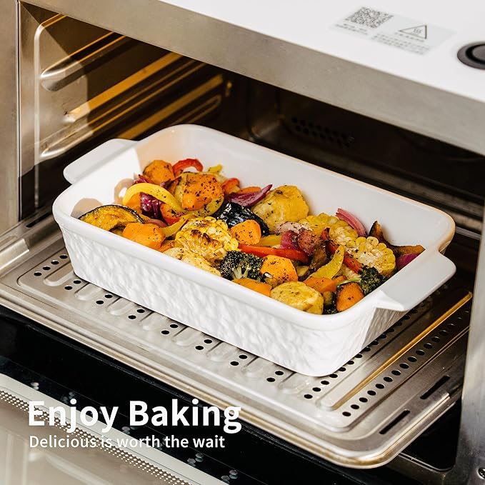 Dafuceramic Casserole Dishes for Oven, Baking Dishes, Ceramic Bakeware Sets of 4, Rectangular Baking Pan Set with Handles for Baking, Casserole, Kitchen, Wedding Gift,White - Image 7