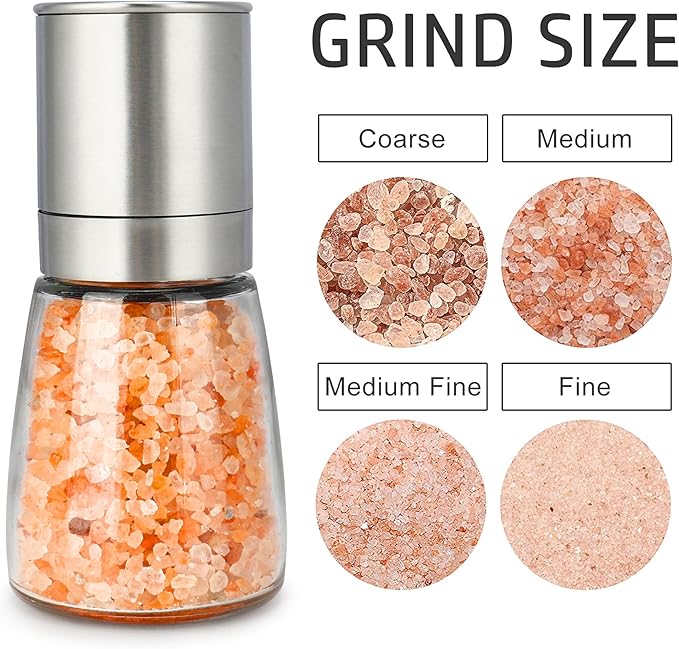 Gulex® Pepper Grinder Pepper Mill, Salt Grinder Refillable,(Single Package) Adjustable Coarseness Black Pepper Grinder, Stainless Steel Sea Salt Shaker with Ceramic Rotor (1 pack) (1 Pack Model 2) - Image 6