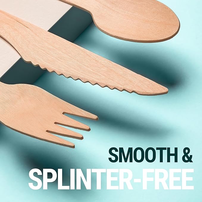 Disposable Wooden Spoons For Eating - 300pcs - Heavy Duty & Plastic Free - Our Guilt-Free FSC Certified Wood Protects Forests - A Great Alternative to Bamboo Spoons Disposable. - Image 3