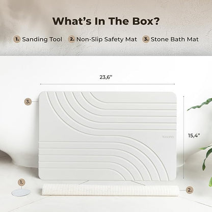 TOSORO - Stone Bath Mat Diatomaceous Earth Shower Mat Non-Slip Super Absorbent Diatomite Stone Bath Mats for Bathroom Floor Quick Drying Natural Easy to Clean (23.5 x 15) - Sandstone, 2pcs