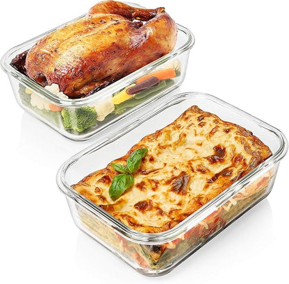 Razab 4 PC 1860ml / 63 Oz / 8 Cups Large Glass Food Storage Containers with Lids - Glass Meal Prep Containers for Roasting & Storing Leftover, Lunch Container with Lids, Microwave & Oven Safe - Image 8