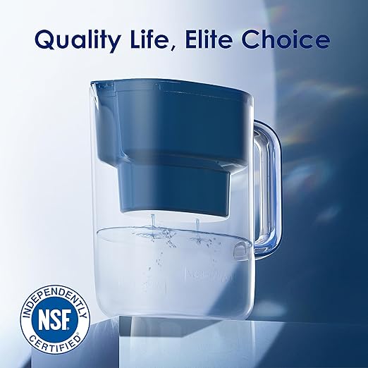Waterdrop PT-07C Water Filter Pitcher, 10-Cup, NSF Certified, 200-Gallon Long-Life Filter, Improves Coffee & Tea Taste, Reduces PFOA/PFOS and Chlorine, 5X Longer Filter Life, Classic Blue - Image 3