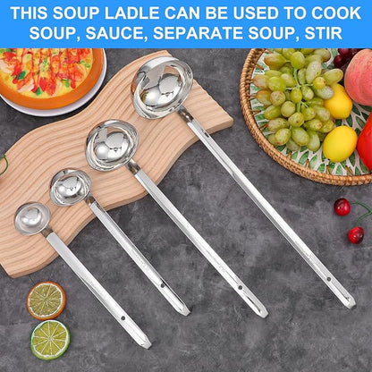8pcs Stainless Steel Soup Ladle for Serving with Long Handles Sturdy Soup Ladle Portion Control Serving Spoons Cooking Servings Ladles for Cooking Stirring Sauce Kitchen Home Accessories Restaurant - Image 4