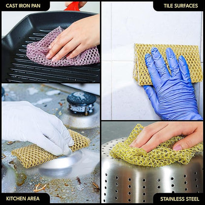 Heavy Duty Dish Scrubbers, Non-Scratch Scouring Pads - Odorless & Long Lasting Mesh Dish Cloth - Replace Sponges - Kitchen, Floor and Bathroom Usage - Made in Korea (2 Pcs) - Image 4