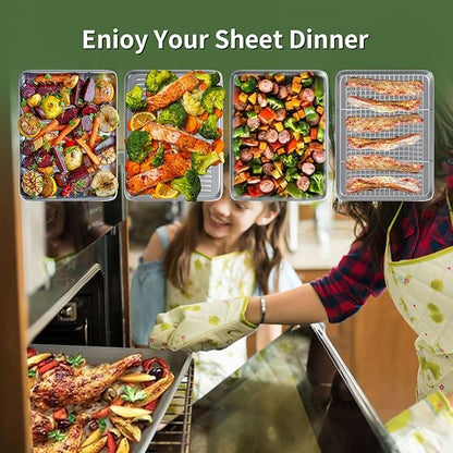 Baking Sheet with Wire Rack Set: 3 Baking Pans + 3 Cooling Racks for Cooking and Baking - Stainless Steel Nonstick Bacon Pans for Oven, Warp Resistant & Heavy Duty & Rust Free - Image 6