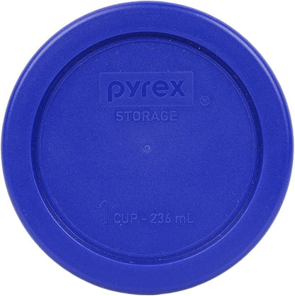 Pyrex (2) 7202-PC 1-Cup Cadet Blue, (2) 7200-PC 2-Cup Dark Blue, (2) 7201-PC 4-Cup Cadet Blue and (1) 7402-PC 6/7-Cup Dark Blue Lids - Made in USA - Image 5