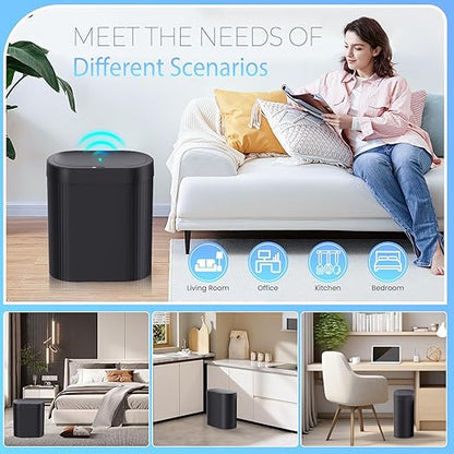jinligogo 5 Gallon Bathroom Trash Can with Lid, Automatic Motion Sensor Black Trash Can, Touchless Slim Waterproof Garbage Bin for Kitchen, Bedroom, Office, and Bathroom - Image 7