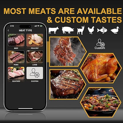 EIHO Wireless Bluetooth Meat Thermometer with 2 Ultra-Thin Probes, Smart Digital Food Thermometer 600FT Remote Range, Standalone Smart Base for Grill Smoker Roast Oven, Cooking Gifts - Image 8