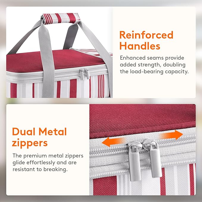 Lifewit Insulated Double Decker Casserole Carrier, Expandable Lasagna Lugger Tote Bag for Hot or Cold Food, Fits 9" x 13" Baking Dish for Potluck Parties, Picnic and Cookouts, Red