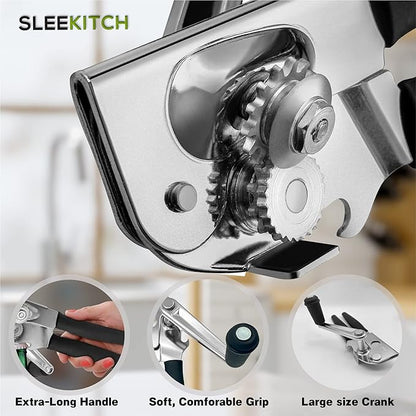 Commercial Can Opener Manual Heavy Duty, Hand Crank Can Opener, Large Handheld Can Opener Easy for Big Cans, Swing Grip Design, Manual Can Opener with Comfortable Easy Crank Handle,Black