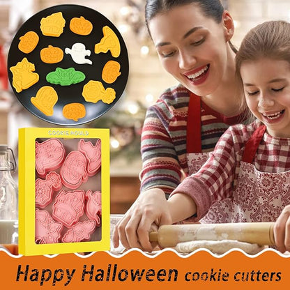 8 Pcs Cookie Cutters Set 3D Holiday Cookie Cutters for Party Baking Decoration (Halloween)