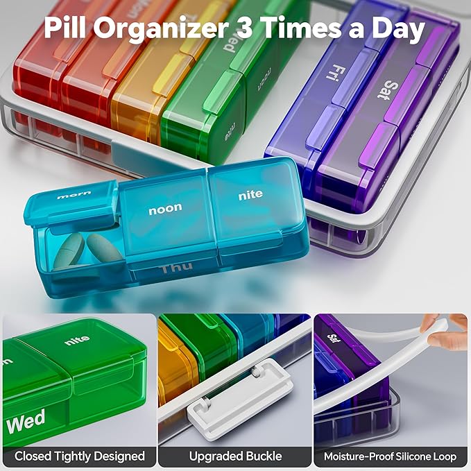 CTIME 3-Tier Medicine Organizer with Pill Case - Portable Pill Case & Empty First Aid Kit for Home, Travel, RV, School, Dorm, Ideal Elderly, Father Gift - Image 7