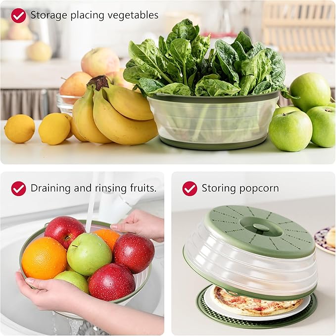 WVM Microwave Splatter Cover & Mat, Vented Collapsible Splatter Guard dish Plate lid & Silicone Round Kitchen Mat for Food, Meal Prep - Image 5
