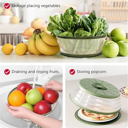 WVM Microwave Splatter Cover & Mat, Vented Collapsible Splatter Guard dish Plate lid & Silicone Round Kitchen Mat for Food, Meal Prep - Image 5