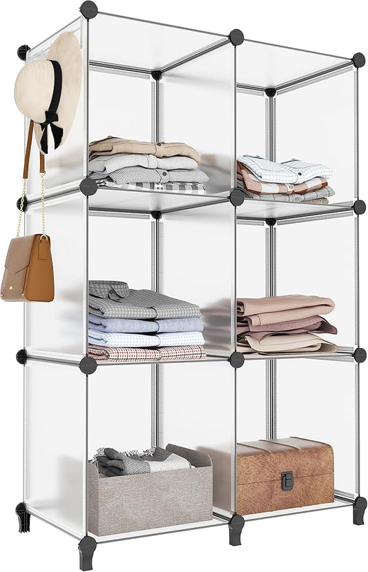 HOMIDEC 6-Cube Storage Organizer, Closet Organizer Storage Shelf Bookcase Bookshelf with Metal Hammer, Storage Cubes Organizer Cabinet for Kids, Closet, Bedroom, Bathroom, (11.8x11.8x11.8 inch) by DecorateYourHome