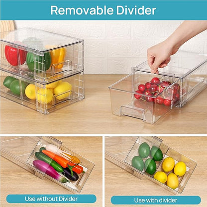 Vtopmart 10 Pack Stackable Storage Drawers,Clear Acrylic Drawer Organizers with Handles, Easily Assemble Containers for Fridge, Bathroom,Kitchen Undersink,Cabinet,Pantry Organization and Storage - Image 4
